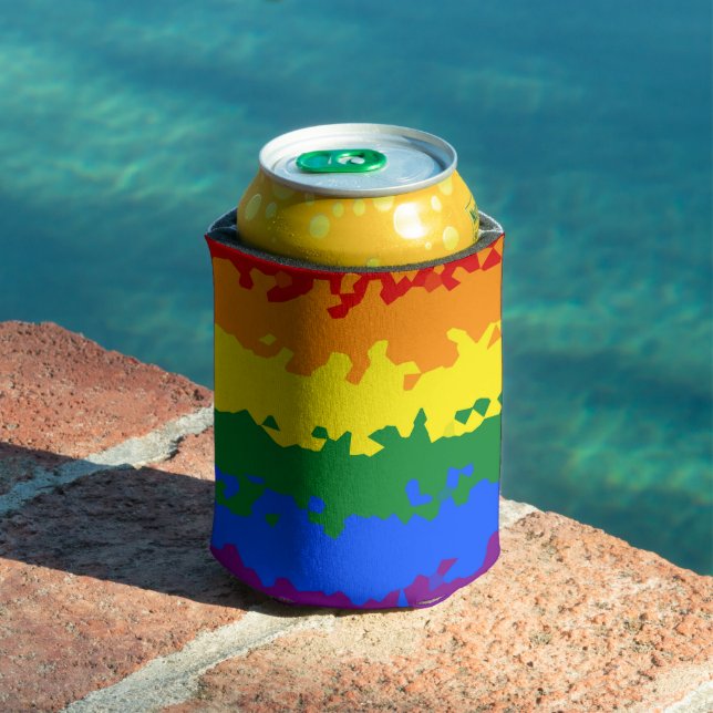 Funky Boho Abstract Gay Rainbow Mosaic Pride Flag Can Cooler (In Situ Pool)