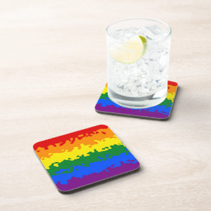 Funky Boho Abstract Gay Rainbow Mosaic Pride Flag Coaster