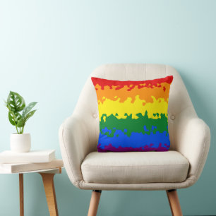 Funky Boho Abstract Gay Rainbow Mosaic Pride Flag Cushion