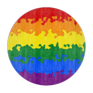Funky Boho Abstract Gay Rainbow Mosaic Pride Flag Cutting Board