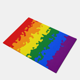Funky Boho Abstract Gay Rainbow Mosaic Pride Flag Doormat