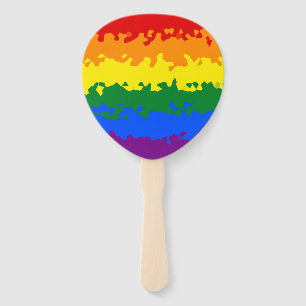 Funky Boho Abstract Gay Rainbow Mosaic Pride Flag Hand Fan