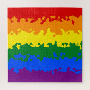 Funky Boho Abstract Gay Rainbow Mosaic Pride Flag Jigsaw Puzzle