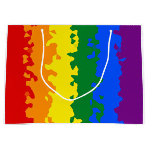 Funky Boho Abstract Gay Rainbow Mosaic Pride Flag Large Gift Bag