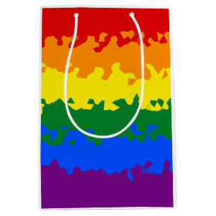 Funky Boho Abstract Gay Rainbow Mosaic Pride Flag Medium Gift Bag