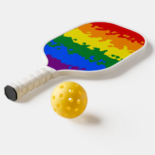 Funky Boho Abstract Gay Rainbow Mosaic Pride Flag Pickleball Paddle