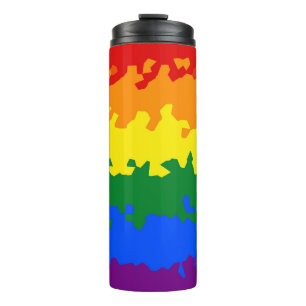 Funky Boho Abstract Gay Rainbow Mosaic Pride Flag Thermal Tumbler