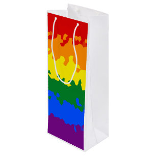 Funky Boho Abstract Gay Rainbow Mosaic Pride Flag Wine Gift Bag