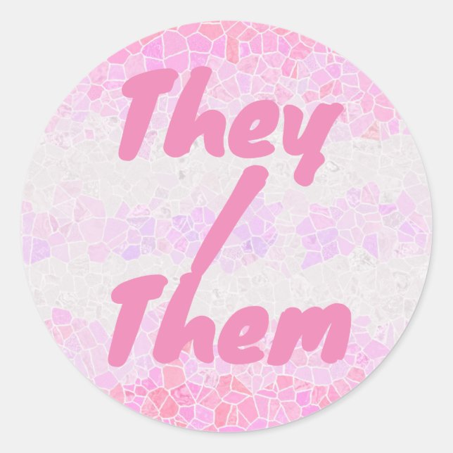 Funky Boho Abstract Mosaic Pomosexual Pride Flag Classic Round Sticker (Front)