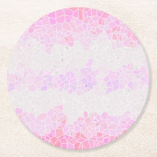 Funky Boho Abstract Mosaic Pomosexual Pride Flag Round Paper Coaster (Front)
