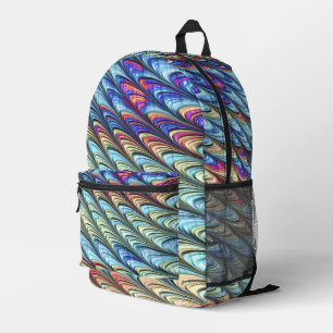 Funky Boho Colourful Psychedelic Waves Abstract Ar Printed Backpack