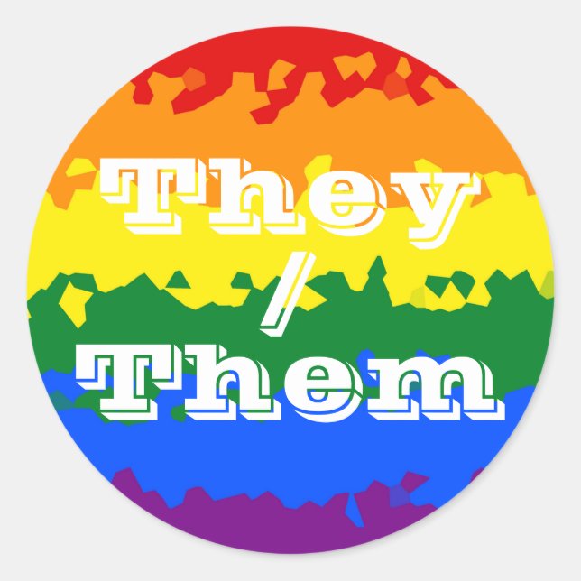 Funky Boho Customisable Pronoun Gay Pride Flag Classic Round Sticker (Front)