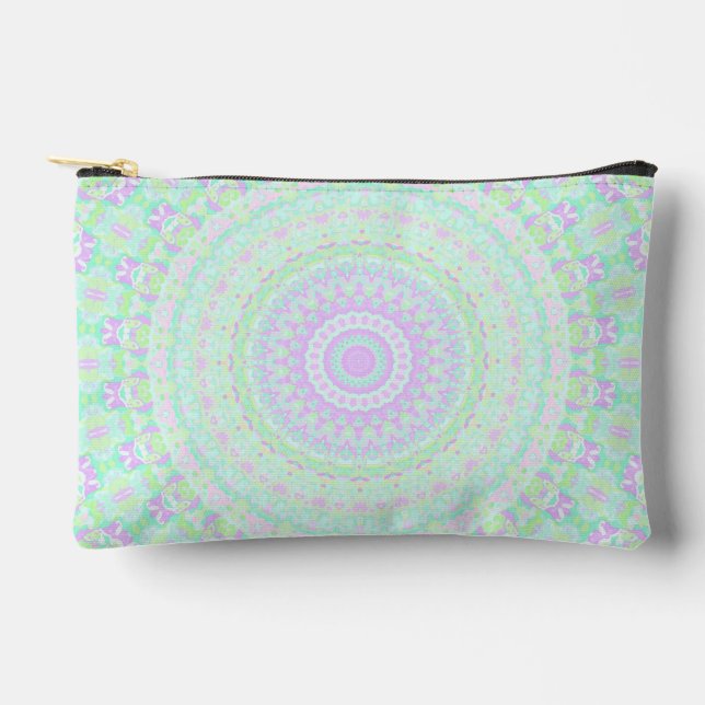 Funky Boho Muted Pastel Trippy Hippie Mandala Accessory Pouch (Front)