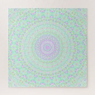 Funky Boho Muted Pastel Trippy Hippie Mandala Jigsaw Puzzle