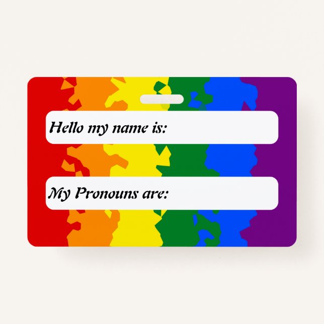 Funky Boho Rainbow Customisable Gay Pride Flag ID Badge (Front)