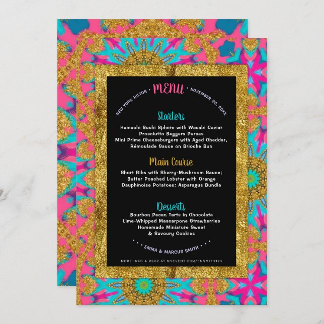 Funky Boho Rave Glam Menu Template (Front/Back)