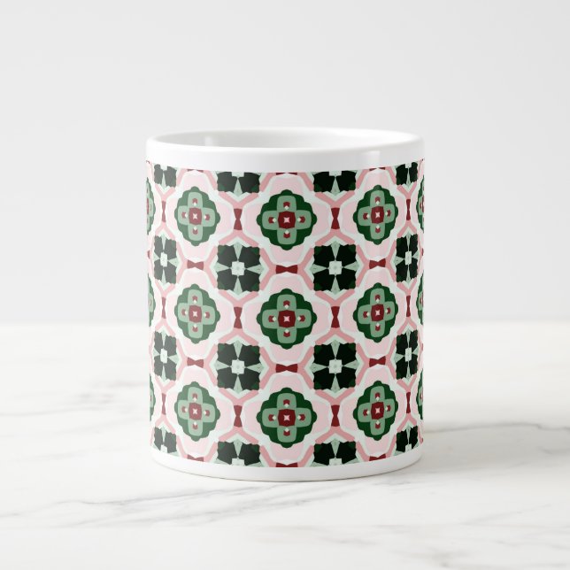 Funky Boho Retro Cute Abstract Christmas Pattern Large Coffee Mug (Front)