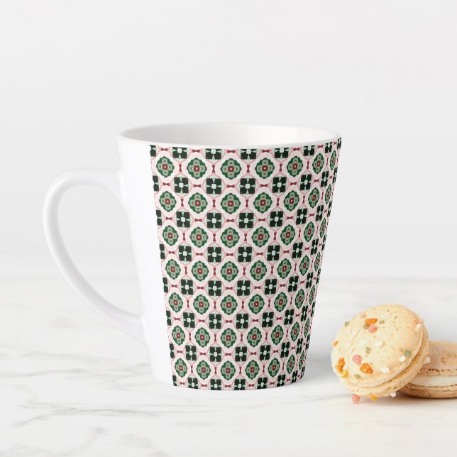 Funky Boho Retro Cute Abstract Christmas Pattern Latte Mug (In Situ)