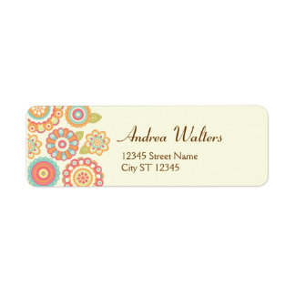 Funky Boho Retro Flowers Wedding Return Address Label