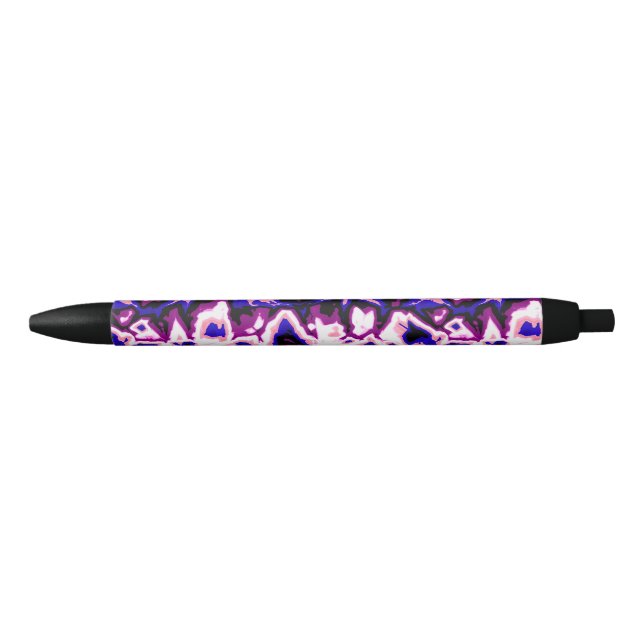 Funky Boho Retro Marbled Stripes Genderfluid Pride Black Ink Pen (Front)