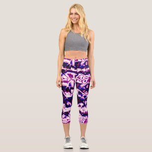 Funky Boho Retro Marbled Stripes Genderfluid Pride Capri Leggings