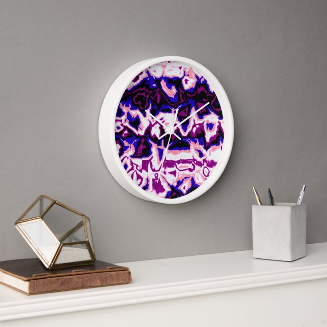 Funky Boho Retro Marbled Stripes Genderfluid Pride Clock (Office)