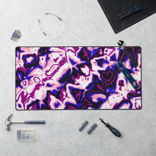 Funky Boho Retro Marbled Stripes Genderfluid Pride Desk Mat (Workstation)