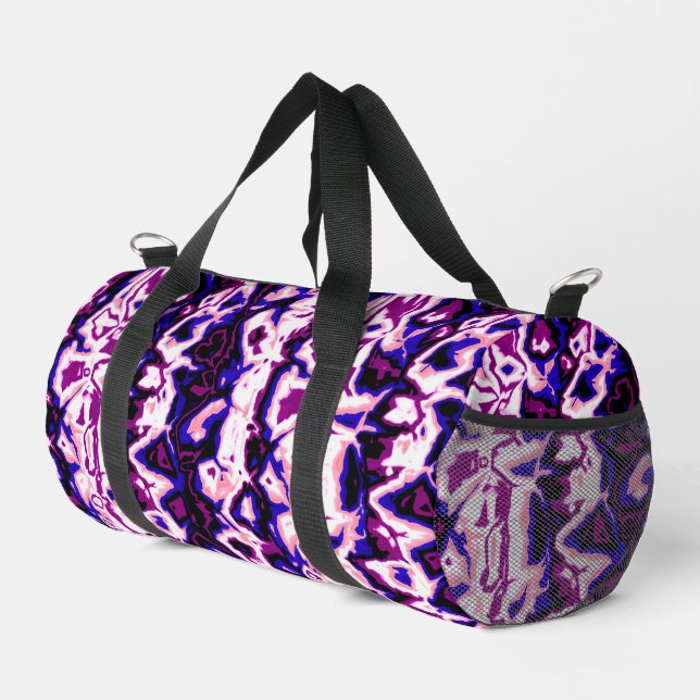 Funky Boho Retro Marbled Stripes Genderfluid Pride Duffle Bag (Right Corner)