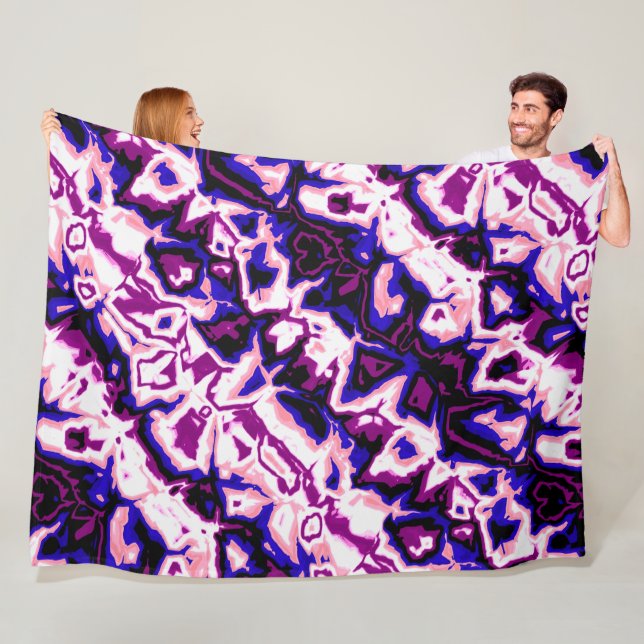 Funky Boho Retro Marbled Stripes Genderfluid Pride Fleece Blanket (In Situ)
