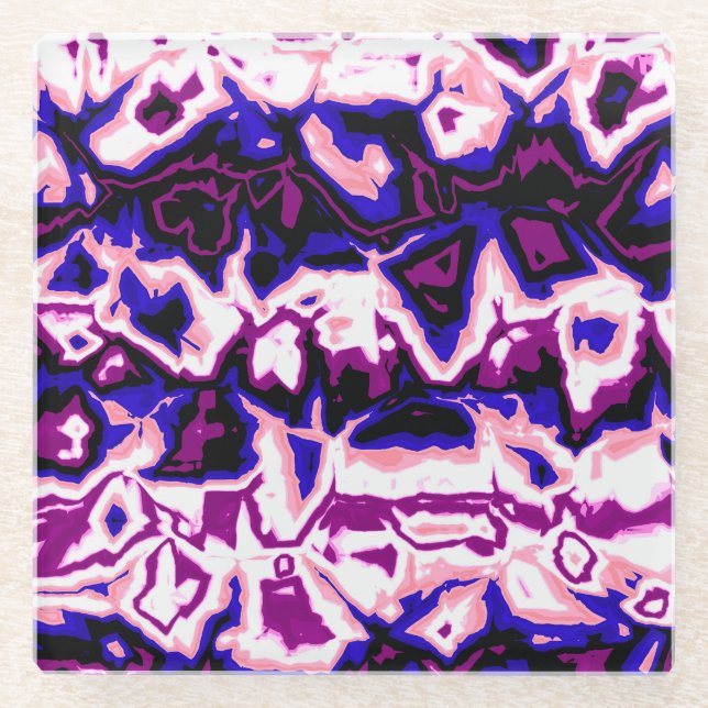 Funky Boho Retro Marbled Stripes Genderfluid Pride Glass Coaster (Front)