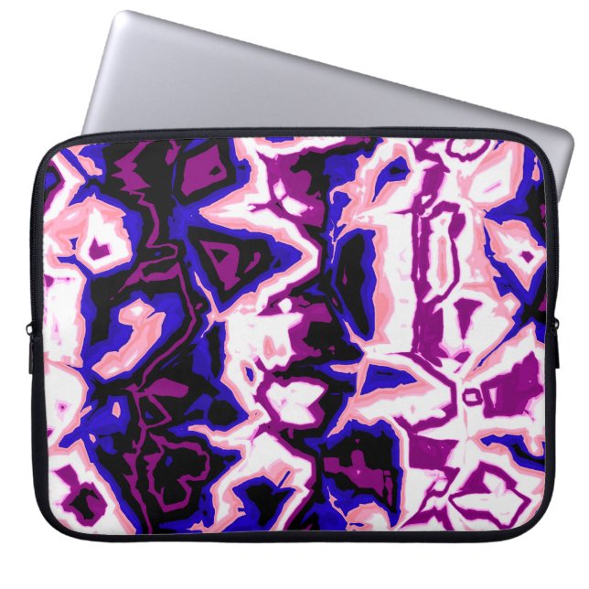 Funky Boho Retro Marbled Stripes Genderfluid Pride Laptop Sleeve (Front)