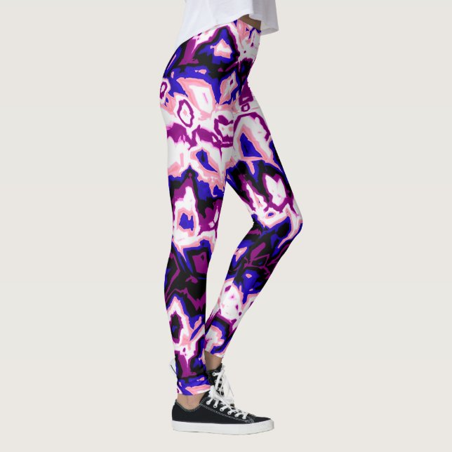 Funky Boho Retro Marbled Stripes Genderfluid Pride Leggings (Right)