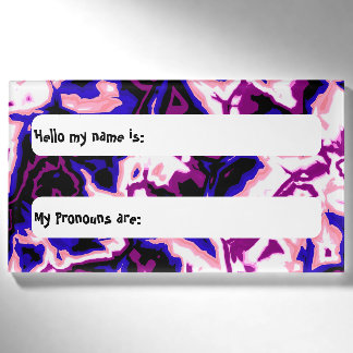 Funky Boho Retro Marbled Stripes Genderfluid Pride Name Tag