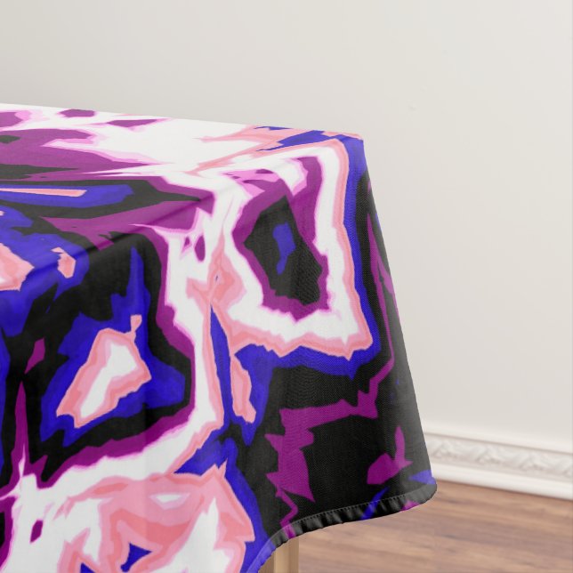 Funky Boho Retro Marbled Stripes Genderfluid Pride Tablecloth (In Situ)