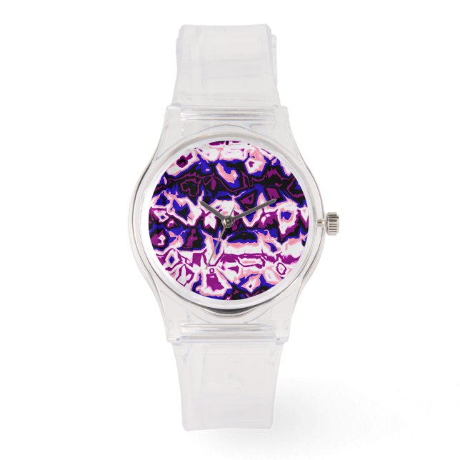 Funky Boho Retro Marbled Stripes Genderfluid Pride Watch (Front)