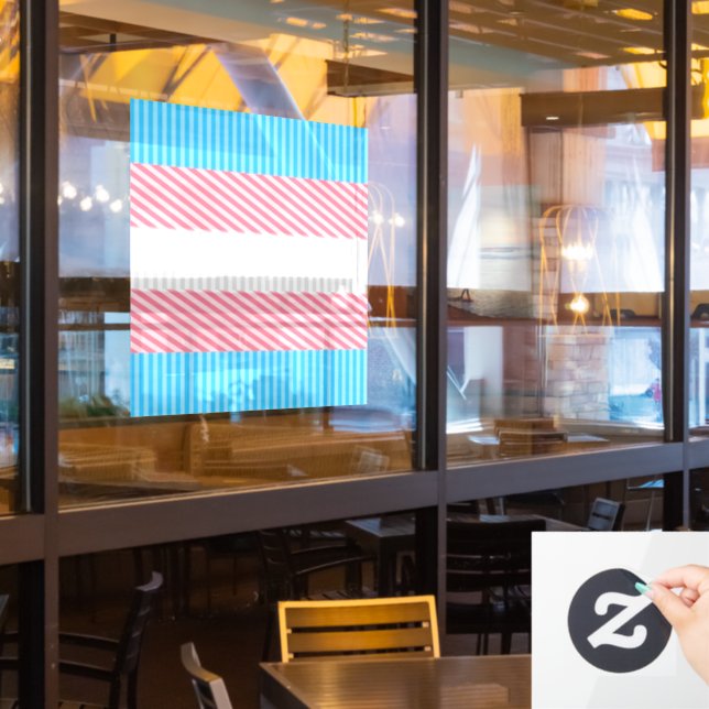 Funky Boho Stripe Abstract Transgender Pride Flag (Restaurant Window)