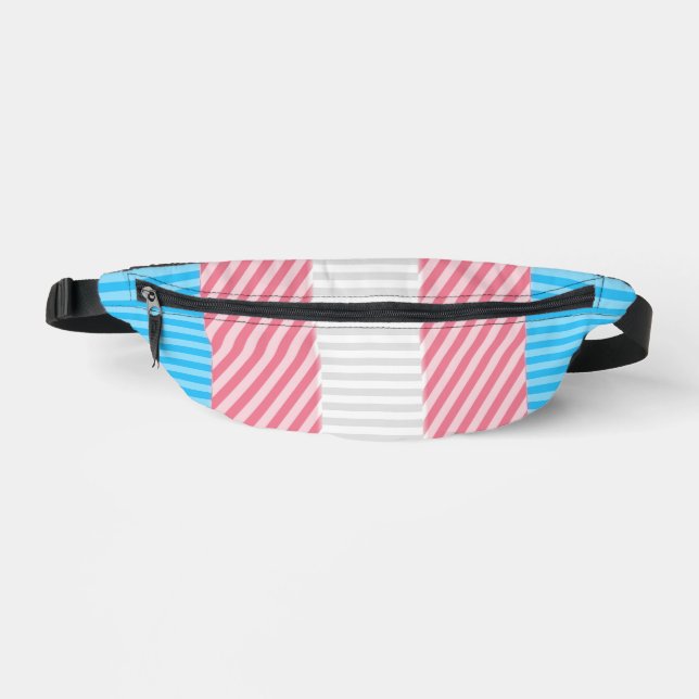 Funky Boho Stripe Abstract Transgender Pride Flag Bum Bags (Front)