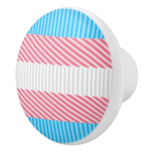 Funky Boho Stripe Abstract Transgender Pride Flag Ceramic Knob (Right)