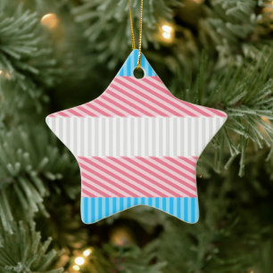 Funky Boho Stripe Abstract Transgender Pride Flag Ceramic Ornament