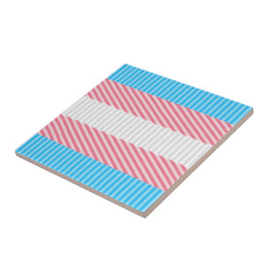 Funky Boho Stripe Abstract Transgender Pride Flag Ceramic Tile