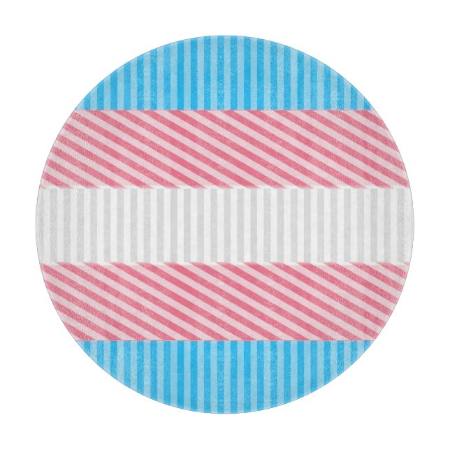 Funky Boho Stripe Abstract Transgender Pride Flag Cutting Board (Front)