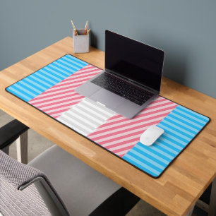Funky Boho Stripe Abstract Transgender Pride Flag Desk Mat