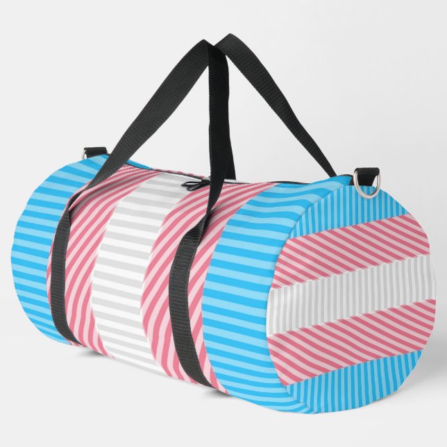 Funky Boho Stripe Abstract Transgender Pride Flag Duffle Bag (Left Corner)