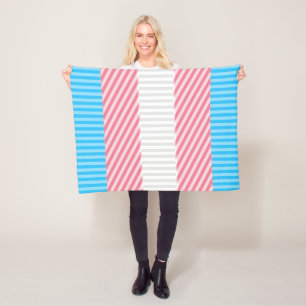 Funky Boho Stripe Abstract Transgender Pride Flag Fleece Blanket