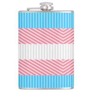 Funky Boho Stripe Abstract Transgender Pride Flag Hip Flask
