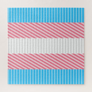 Funky Boho Stripe Abstract Transgender Pride Flag Jigsaw Puzzle