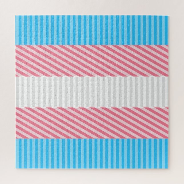 Funky Boho Stripe Abstract Transgender Pride Flag Jigsaw Puzzle (Vertical)