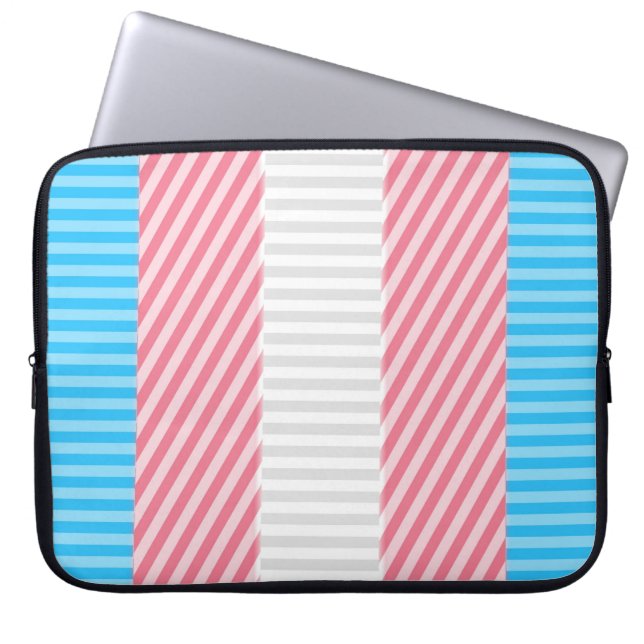 Funky Boho Stripe Abstract Transgender Pride Flag Laptop Sleeve (Front)