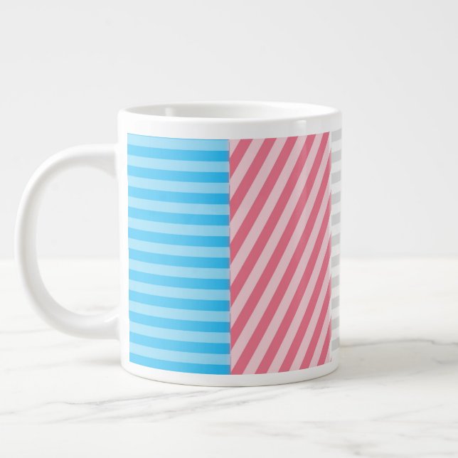Funky Boho Stripe Abstract Transgender Pride Flag Large Coffee Mug (Left)