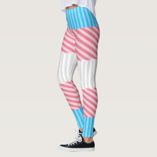 Funky Boho Stripe Abstract Transgender Pride Flag Leggings